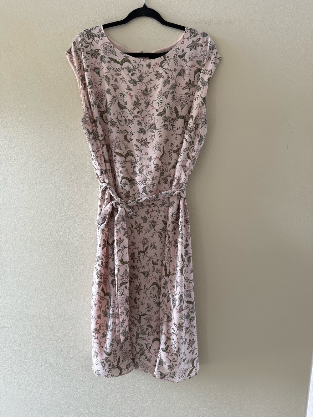 Ralph Lauren Pale Pink Floral Tie-Waist Midi Dress